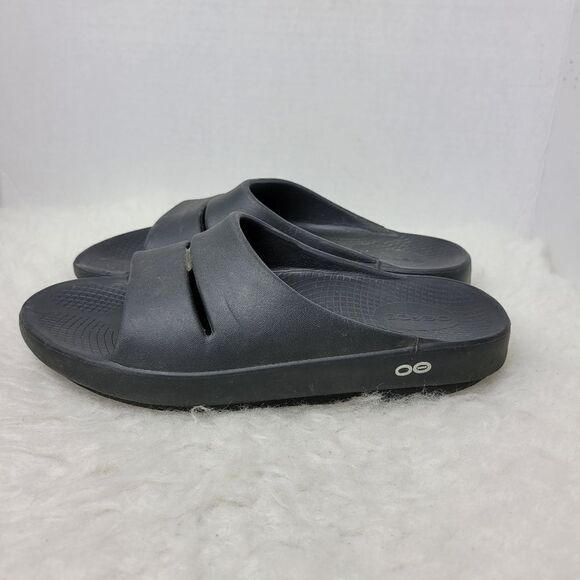 OOFOS OOahh Black Slide Recovery Women'S Sandals Shoes Size 9 - Picture 2 of 10